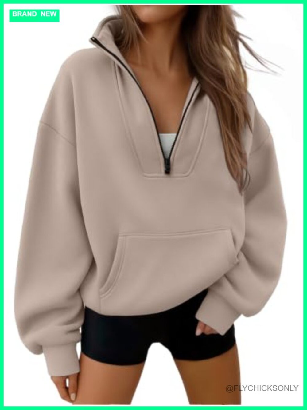 Women's Quarter Zip Pullover Sweatshirt Hoodie Cotton Polyester Workout